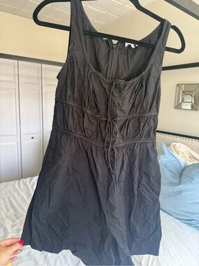 Rebecca Taylor Sleeveless Black Tie-Front Poplin Romper